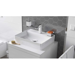 Design Korek klik-klak umywalkowy, korpus miedziany szczotkowany, pokrywa ceramiczna śnieżnobiały