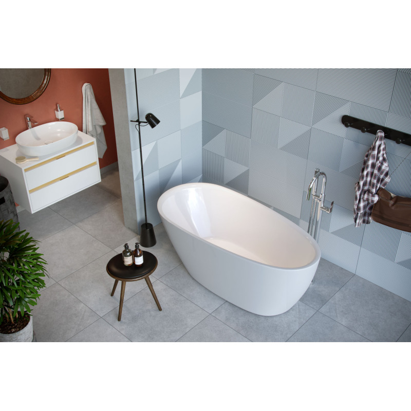 Olia 2.0 Wanna wolnostojąca 160 x 75 biały połysk/szary mat