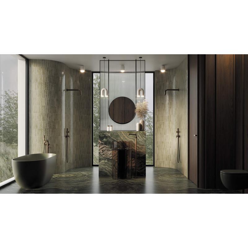 Deante Silia bateria wannowa wolnostojąca brąz szczotkowany