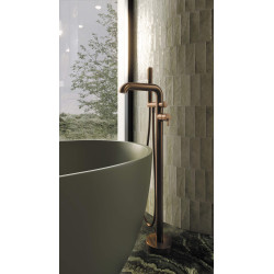 Nowoczesna bateria wannowa wolnostojąca z brązu szczotkowanego z zestawem prysznicowym