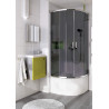 Elegancka Kabina Prysznicowa 80x80 cm z Chromowanym Wykończeniem i Grafitowym Szkłem