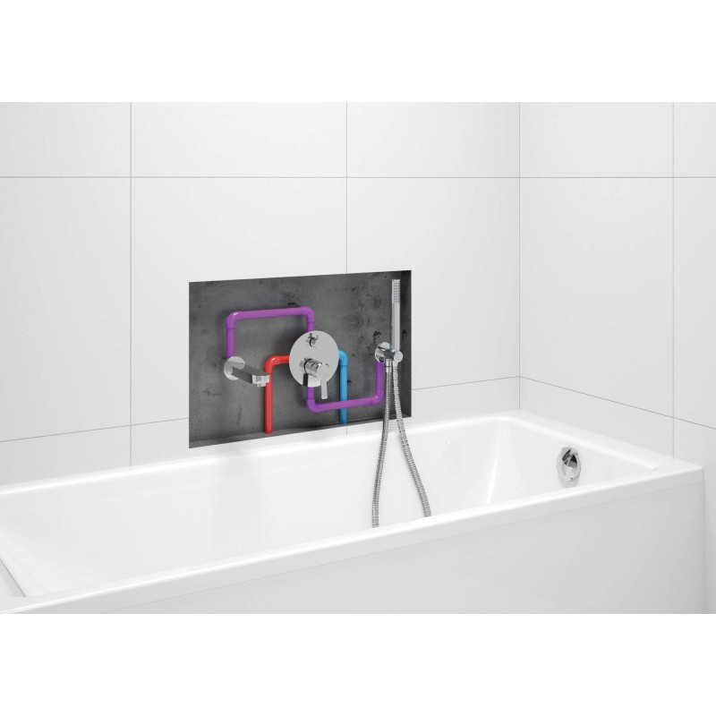 Kątowe przyłącze z uchwytem na słuchawkę, chrom, mosiądz, montaż podtynkowy