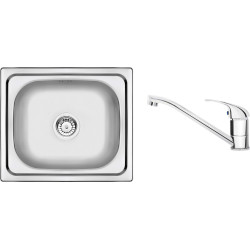 Luksusowy Zestaw: Zlewozmywak Stalowy 1-komorowy z Chromowaną Baterią