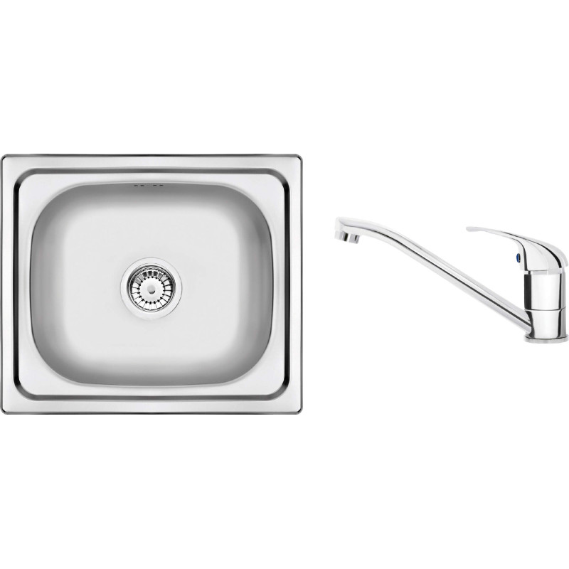 Luksusowy Zestaw: Zlewozmywak Stalowy 1-komorowy z Chromowaną Baterią