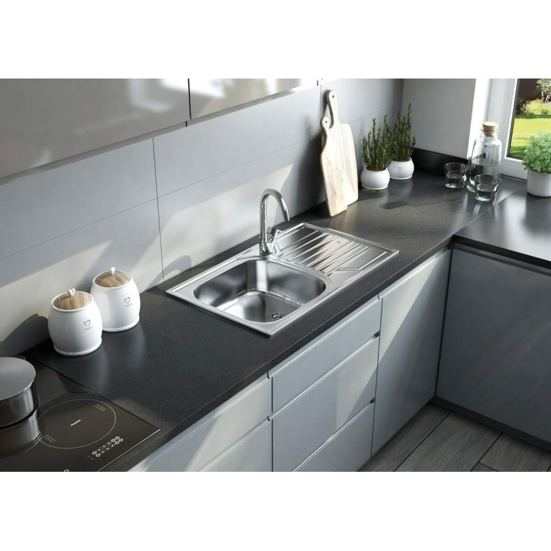 Luksusowy Zestaw: Zlewozmywak Stalowy 1-komorowy z Chromowaną Baterią