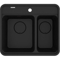 Granitowy Zlewozmywak DuoLux 1.5-komorowy, grafit metalik, 700 mm, osprzęt w zestawie