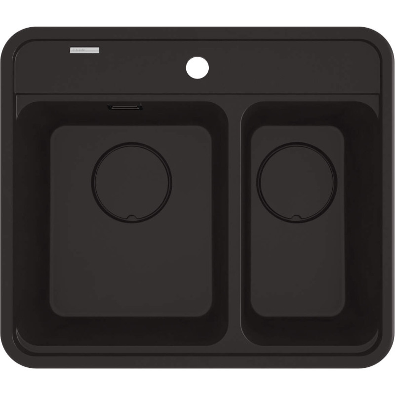Elegancki Zlewozmywak Granitowy Nero 1.5-komorowy, Osprzęt Premium, Montaż Wpuszczany/Podblatowy