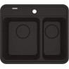 Elegancki Zlewozmywak Granitowy Nero 1.5-komorowy, Osprzęt Premium, Montaż Wpuszczany/Podblatowy