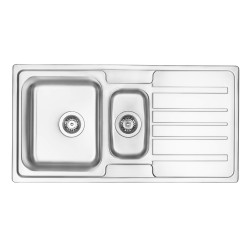 Funkcjonalny zlewozmywak stalowy 1.5-komorowy z ociekaczem - stylowa satyna dla Twojej kuchni