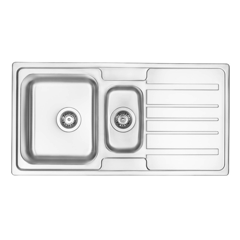 Funkcjonalny zlewozmywak stalowy 1.5-komorowy z ociekaczem - stylowa satyna dla Twojej kuchni