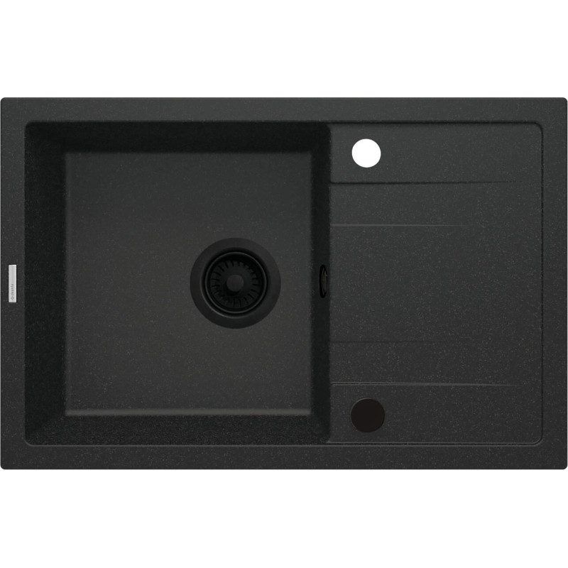 Granitowy Zlewozmywak 1-komorowy Grafit, Mat z Ociekaczem, Odwracalny, Montaż Wpuszczany