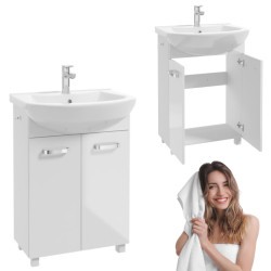 Lśniąca Szafka Łazienkowa NEVADA D60 z Umywalką - Elegancja i Styl dla Twojej Łazienki!