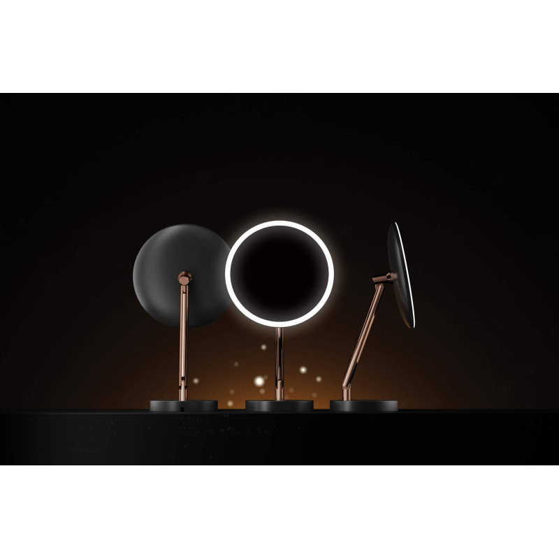 Eleganckie Lustro Kosmetyczne LED w Stylu Różowego Złota - Perfekcja na Każdy Dzień