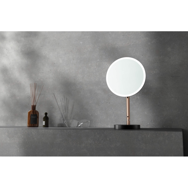 Eleganckie Lustro Kosmetyczne LED w Stylu Różowego Złota - Perfekcja na Każdy Dzień