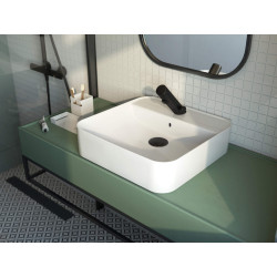 Elegancka Taca Łazienkowa Bianco Matowa Stal - Wielofunkcyjna Podstawka 52cm