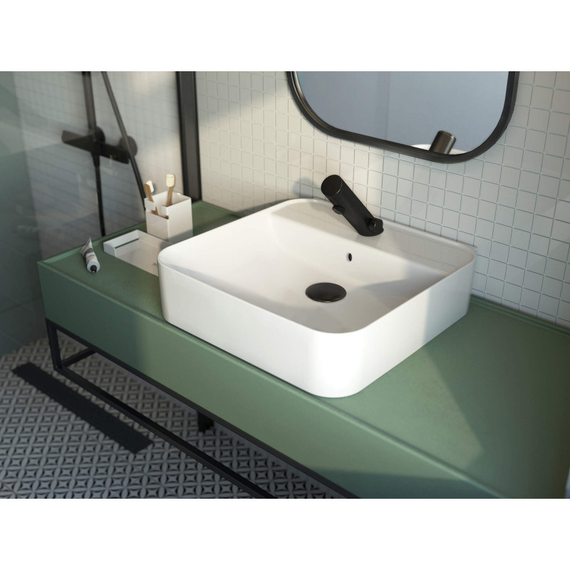 Elegancka Taca Łazienkowa Bianco Matowa Stal - Wielofunkcyjna Podstawka 52cm