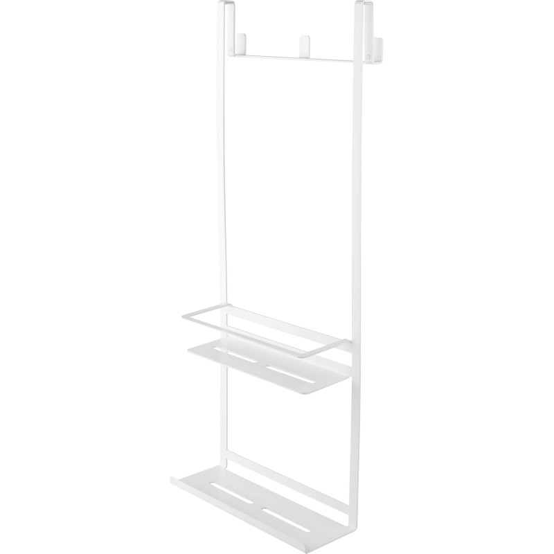 Elegancka Półka Łazienkowa Wisząca na Kabinę, Stal Bianco, Mat, 76x30x14.7 cm