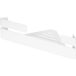 Stylowa Półka Łazienkowa Narożna Biała, Stalowa, Matowa - Komplet Montażowy W Zestawie