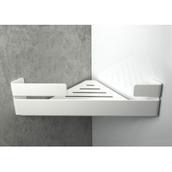 Stylowa Półka Łazienkowa Narożna Biała, Stalowa, Matowa - Komplet Montażowy W Zestawie