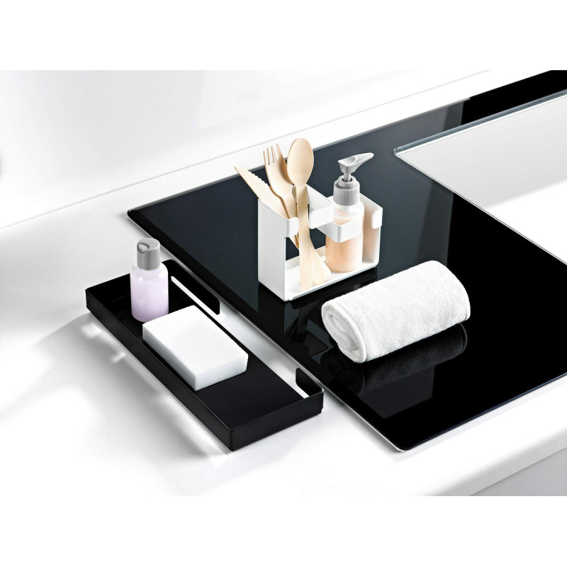 Czarna Mata Stalowa - Wielofunkcyjna Taca Łazienkowa Stylish Matte