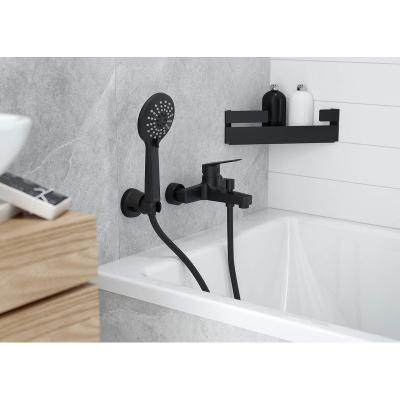 Nowoczesna matowa półka narożna z nero stali, 2 lata gwarancji