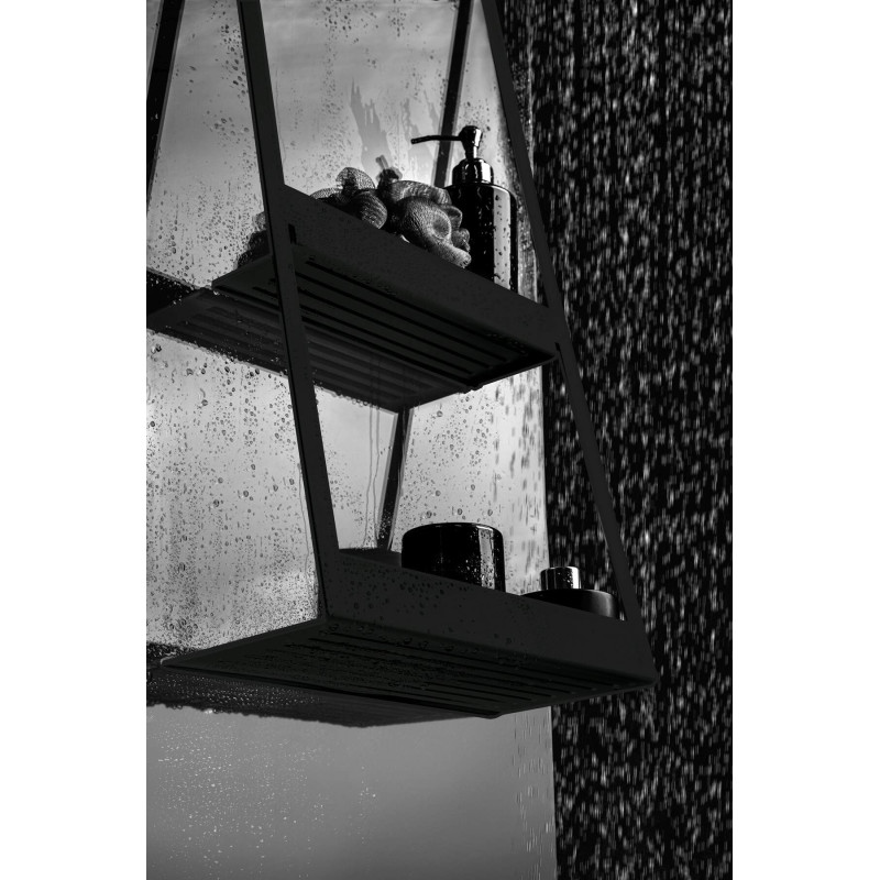 Elegancka Półka Prysznicowa Nero z Matowego Metalu - Uniwersalny Design dla Twojej Kabiny