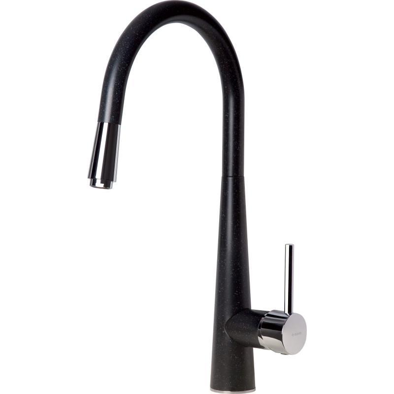 Bateria kuchenna Premium z grafitowym wykończeniem i wyciąganą wylewką - nowoczesny design!