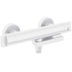 Termostatyczna Bateria Wannowa z Składaną Wylewką, Wykończenie Bianco, Mosiężna, Ścienna Montaż