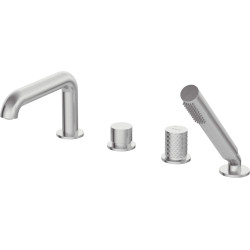 Ekskluzywna 4-otworowa bateria wannowa z prysznicem - stalowy design i precyzyjny przepływ