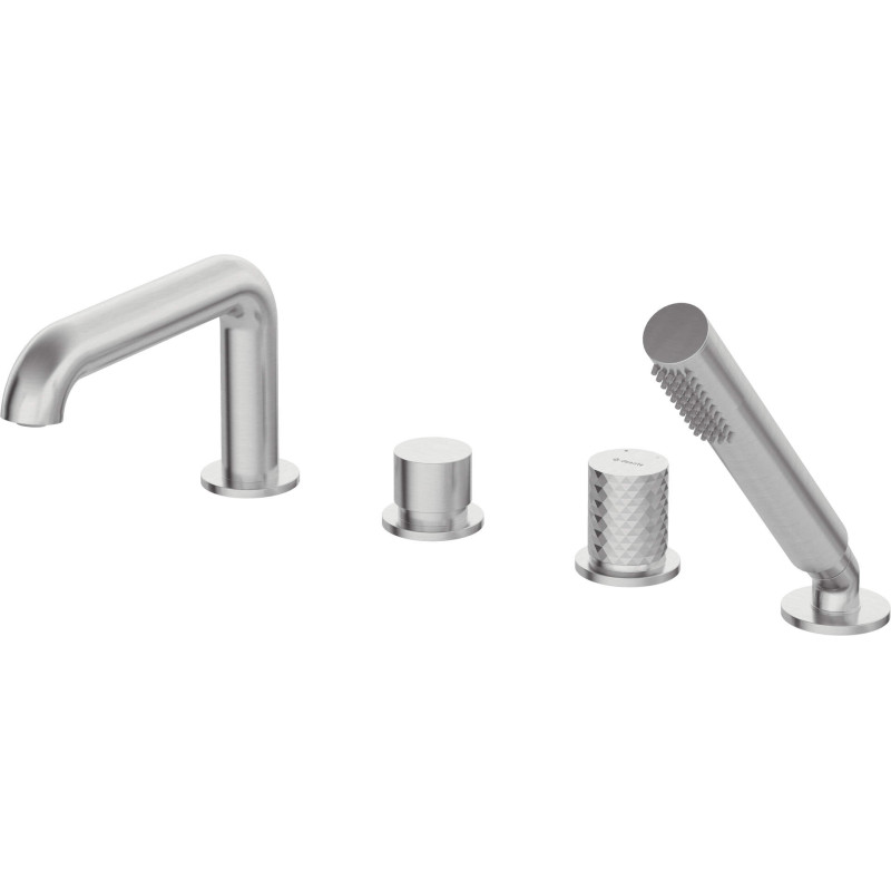 Ekskluzywna 4-otworowa bateria wannowa z prysznicem - stalowy design i precyzyjny przepływ