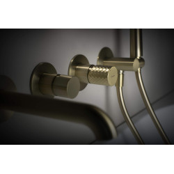 Złota Bateria Podtynkowa 4-otworowa z Przełącznikiem Click, Mosiądz Szczotkowany