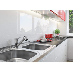Błyszcząca Bateria Kuchenna z Wyciąganą Wylewką - Elegancja i Funkcjonalność w Twojej Kuchni!