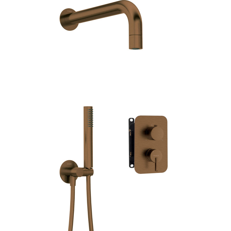 Podtynkowy zestaw prysznicowy z deszczownicą – elegancki brąz szczotkowany, dla Twojej łazienki!