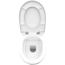 Elegancka Miska WC Wisząca z Deską Bezkołnierzowa, Cichy Opad, Antybakteryjna