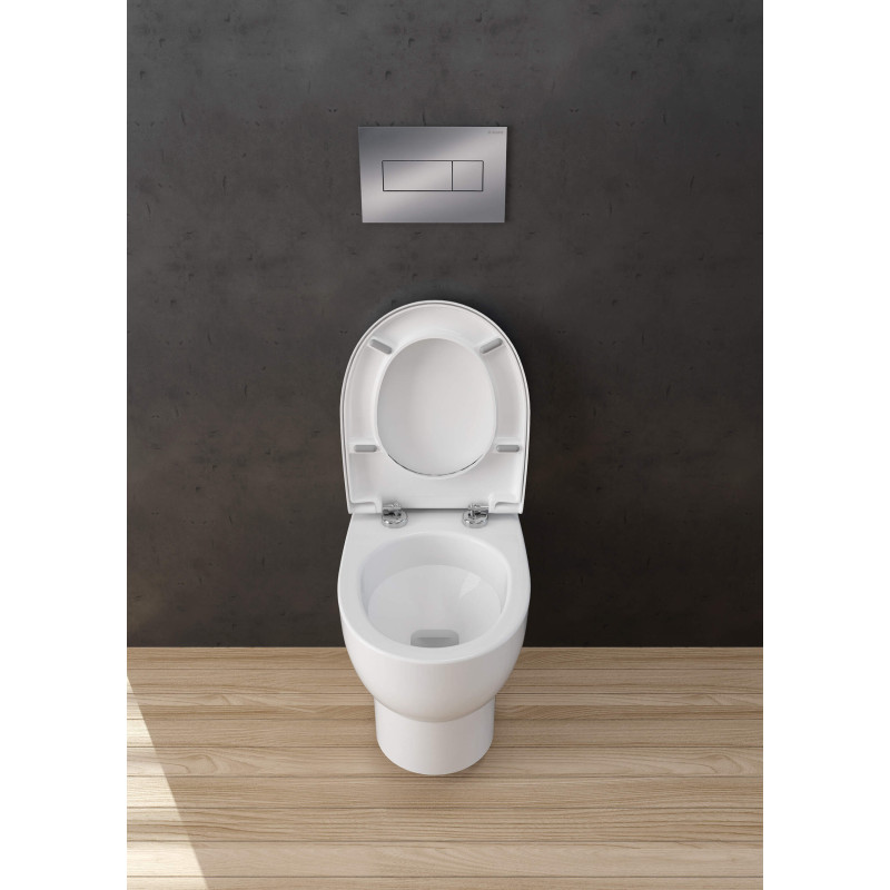 Elegancka Miska WC Wisząca z Deską Bezkołnierzowa, Cichy Opad, Antybakteryjna