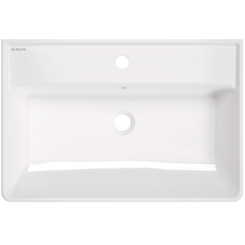 Elegancka umywalka ceramiczna 61x41 cm z otworem na baterię - nablatowa/ścienna