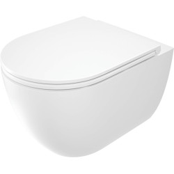 Elegancka Miska WC Wisząca Bezkołnierzowa z Deską - Ceramika Premium, Biała