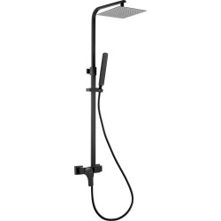 Luksusowy Zestaw Prysznicowy z Nero Baterią i Regulowaną Kwadratową Deszczownicą