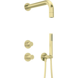 Złoty podtynkowy zestaw prysznicowy z mosiężną głowicą i funkcją Anti-Calc