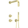 Złoty podtynkowy zestaw prysznicowy z mosiężną głowicą i funkcją Anti-Calc