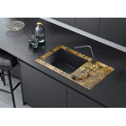 Szklano-Granitowy Zlewozmywak Ekskluzywny 1-komorowy z Ociekaczem Precious Złoto