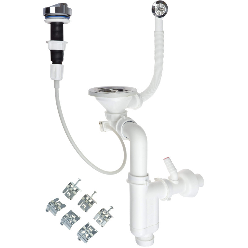 Uniwersalny Syfon Granitowy do Zlewu 1-Komorowego - Stalowe Wykończenie, Prosty Montaż