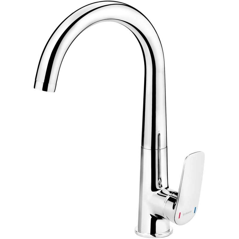 Chromowana Bateria Kuchenna Mosiężna - Obrotowa Wylewka, Jednouchwytowa, Klasa A, 7 lat gwarancji