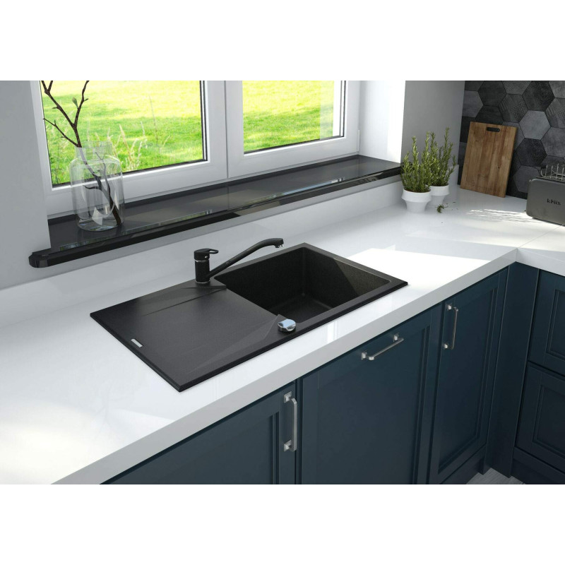 Elegancka Bateria Kuchenna Grafit-Chrom z Obrotową Wylewką i Mieszaczem