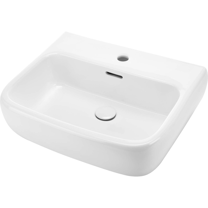 Elegancka Umywalka Ścienna Ceramika Biała 415x525 mm z Otworem na Baterię