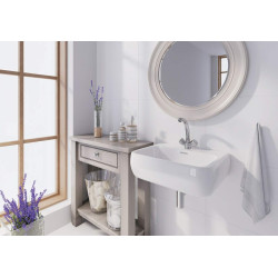 Elegancka Umywalka Ścienna Ceramika Biała 415x525 mm z Otworem na Baterię