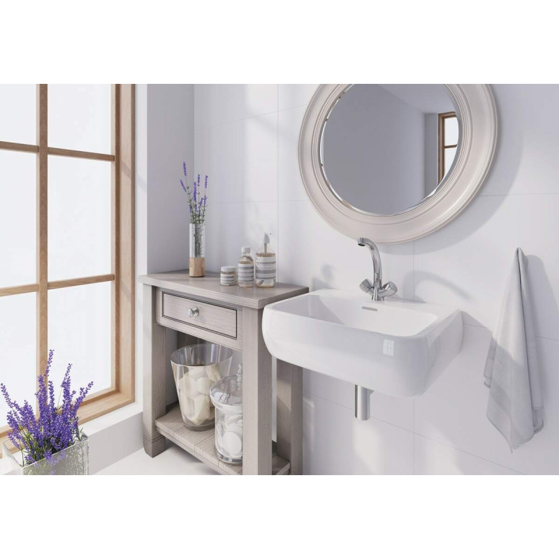 Elegancka Umywalka Ścienna Ceramika Biała 415x525 mm z Otworem na Baterię