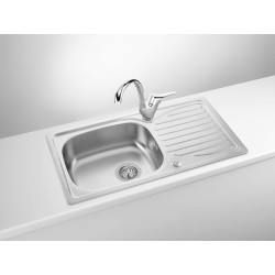 Stalowy Zlewozmywak z Chromowaną Baterią 1K z Ociekaczem - Modern Elegance dla Twojej Kuchni