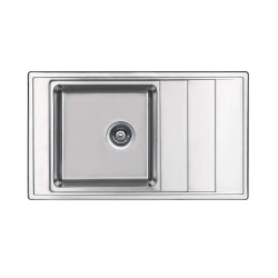 Stalowy Zlewozmywak 1-komorowy z Ociekaczem, Satyna, Odwracalny, Wpuszczany, z Osprzętem