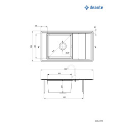 Stalowy Zlewozmywak 1-komorowy z Ociekaczem, Satyna, Odwracalny, Wpuszczany, z Osprzętem